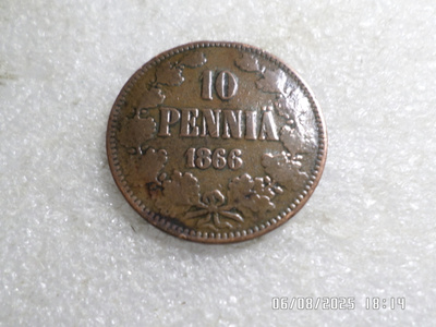 10  penniä  1866  kulkematon.