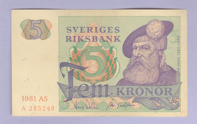 Ruotsi 5 Kronor v.1981 P-51d