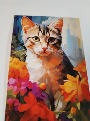 Kissa kortti,kulkematon,vaikka kehyksiin tauluksi.