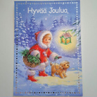 "Tyttö, koira ja lyhty"-KULKEMATON JOULUKORTTI - pikkukuva 1