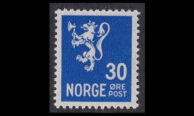 Norja 186 ** Leijona vesil. 30 öre (1937)
