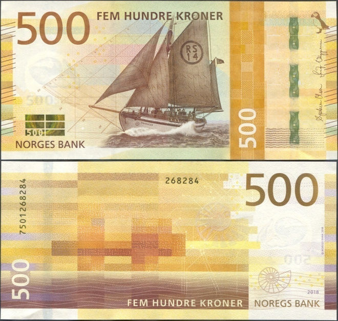 Norja Norway 500 Kroner 2018 UNC uusi design