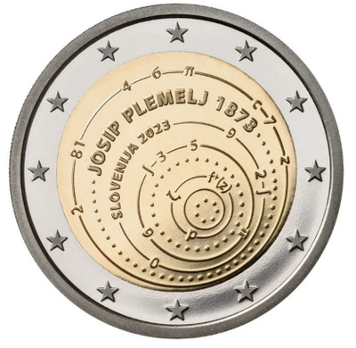** SLOVENIA 2€ 2023 Josip Plemelj pillerissä **