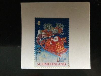 JOULUPUKKI REESSÄ POSTIMERKKI.   1991.