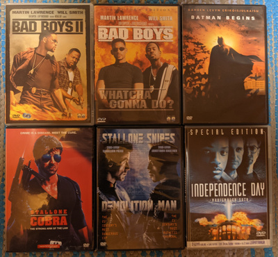 27 DVD -elokuvaa (mm Bad Boys 1&2, Taken, Transporter,Batman
