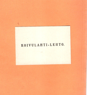 Hilma Koivulahti-Lehto, äänestyskortti, eduskunta.