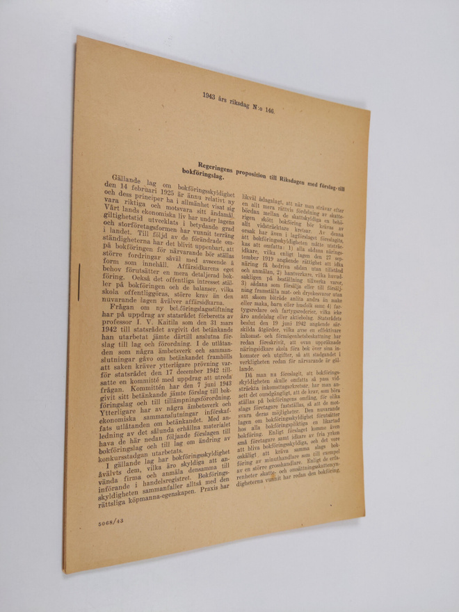 1943 års riksdag n:o 146 : Regeringens proposition till R...