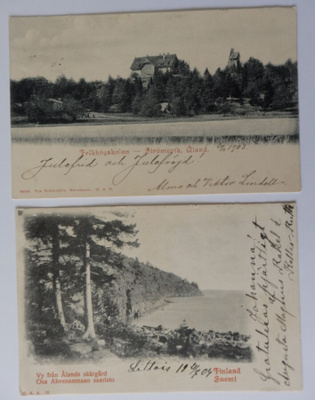 2 kpl Postikortteja Ahvenanmaalta, vuosilta 1903 ja 1904