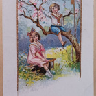 Lapset keväisessä puistossa, kultaus, kohop, p. 1921 - pikkukuva 1