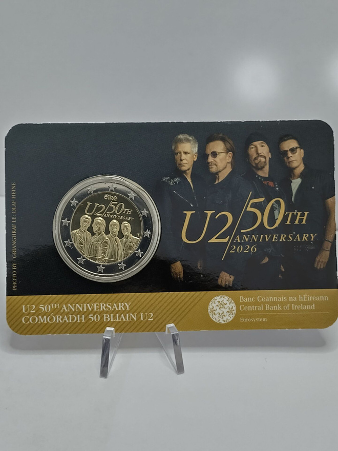 Irlanti 2026 U2 juhlaraha 2 euro BU
