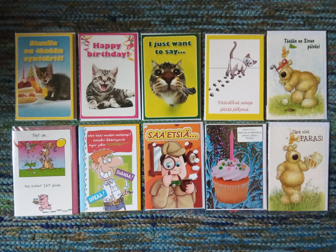 10 kappaletta onnittelu taittokortteja