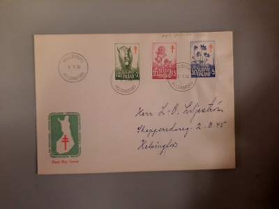 FDC Suomi 1958 TUB kukat 10mk LOISTO