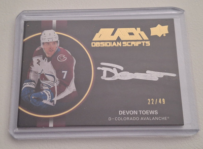 2021-22 SPx UD Black Obsidian Scripts Gold OS-DT Devon Toews
