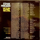 Itzhak Perlman – Violin Recital v.1974 LP - pikkukuva 2