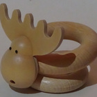 Retro puinen AARIKKA Hirvi pöytäkoriste - kännykkäteline - pikkukuva 1