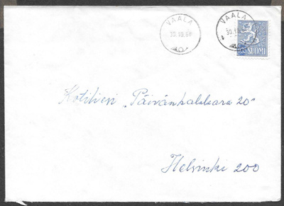 Postilähetys - Yl.m. 0,35 (LAPE 613) Vaala 30.10.64