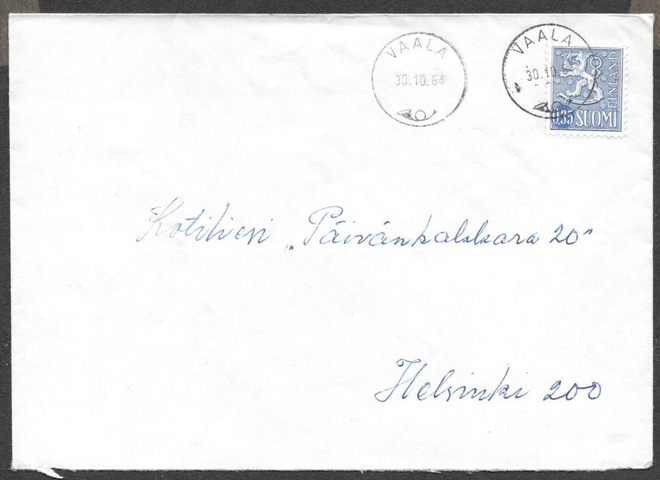 Postilähetys - Yl.m. 0,35 (LAPE 613) Vaala 30.10.64