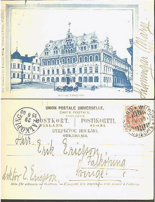 Museum Viburgense postikortti Viipurista 1900 Ruotsiin