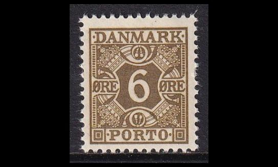 Tanska PORTO_33 ** 6 öre oliivi (1937)