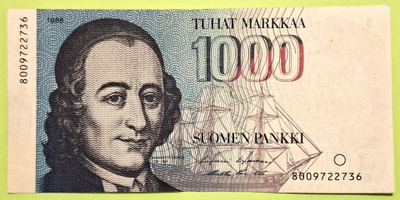 1000 mk 1986 ei Litt. Ryppyinen. Kunto 4 (KD3)