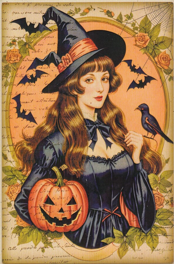 Halloween noidalla pitkät ruskeat hiukset