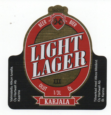 OY Hartwall Ab Kaarina LIGLAGER III Olut. Etiketti