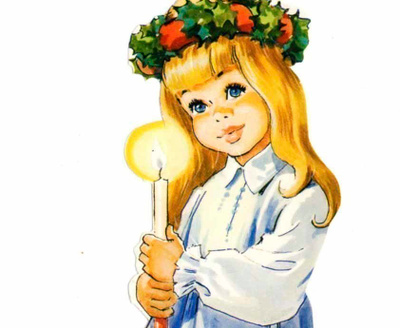 MLP 1535 / Lucia-neito kynttilä kädessä ja kruunu. 1980-l.