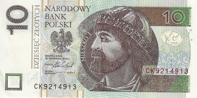 POLAND 10 ZLOTYCH 2016. XF