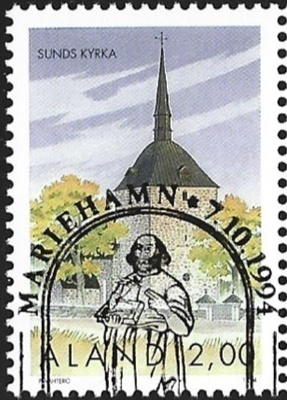 Ål 1994 Sundin kirkko 2,00 mk EP LaPe 091 alareuna LOISTO
