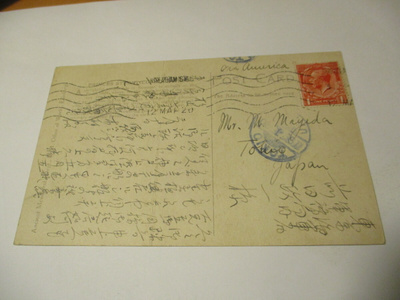 1920 Englanti kortti Japaniin via America
