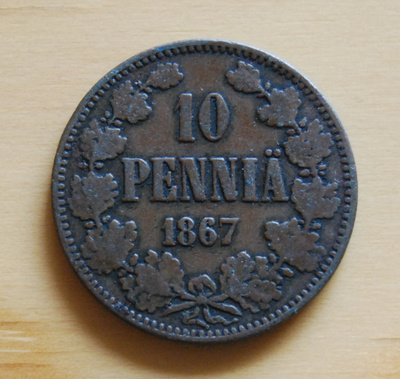 10 penniä 1867 Aleksanteri II