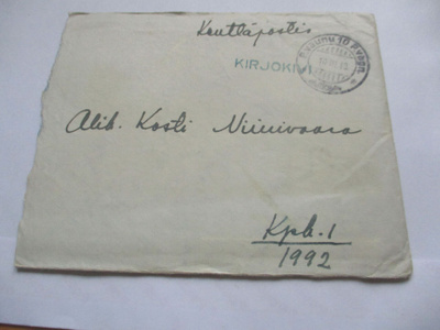 1943 KIRJOKIVI sinivihreä rivil + pv10 sisältö 6sivuinen