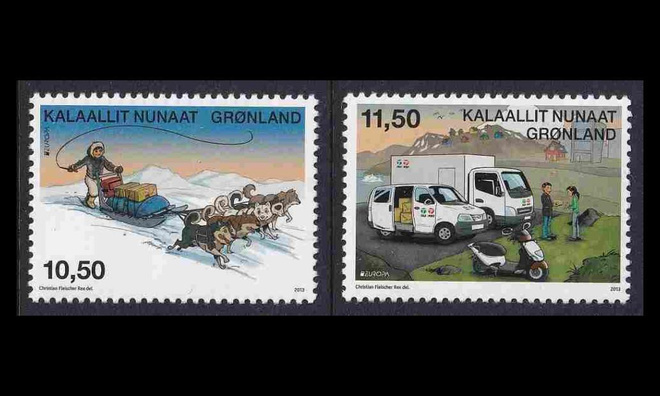 Grönlanti 632-3A ** Europa postinkuljetus (2013)