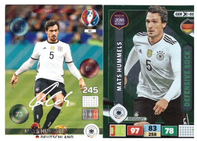 2 x MATS HUMMELS Saksa, Jalkapallo Kortteja