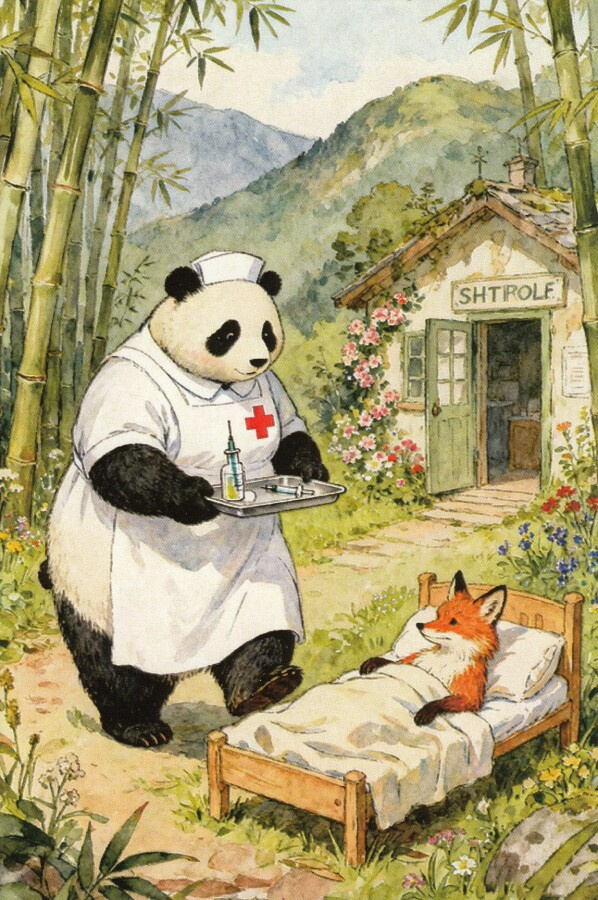 Panda sairaanhoitajana