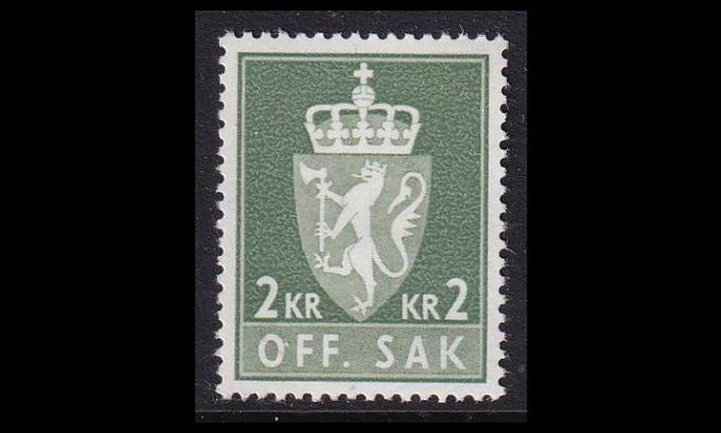 Norja 84y ** Virkamerkki 2 Kr y-pap (1955)