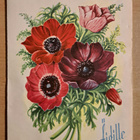 Kukkia,anemonet, 3-ulotteinen taittokortti, sign? kulkenut - pikkukuva 1