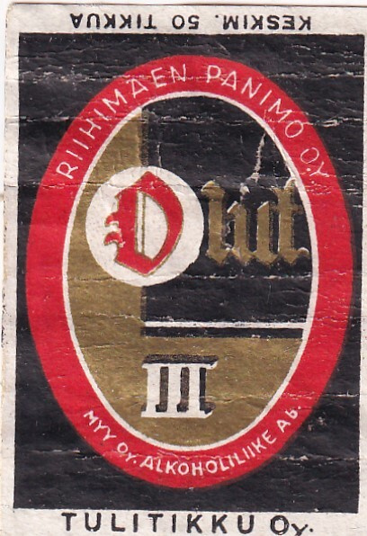 Riihimäen Panimo, Olut III, Tulitikku Oy   , s74