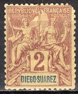 (SA0668) DIEGO-SUAREZ, 1894 (2c., brown and blue on buff)