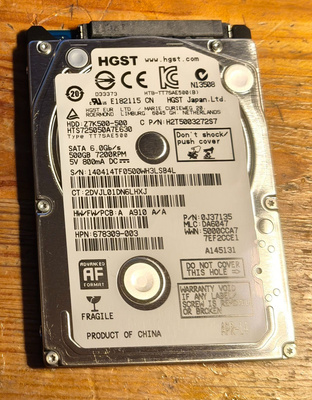 500GB 2,5" kiintolevy