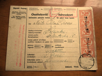 1927 Sirkkamäki rivil + Konnevesi pakettikortti