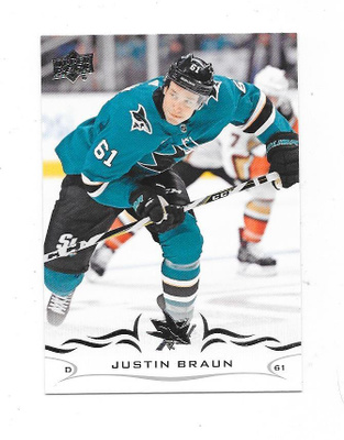 2018-19 Upper Deck #403 Justin Braun , San Jose Sharks