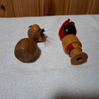 Kokeshi nukke ja puinen kissa veistos vintage RARE - pikkukuva 3