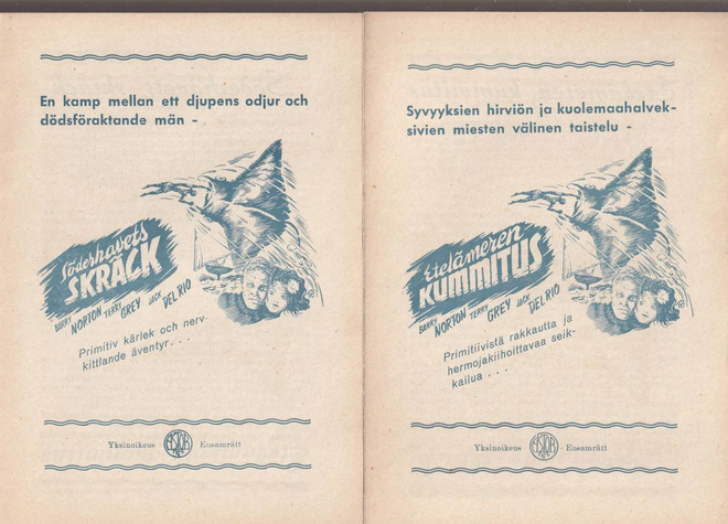 ELOKUVA ESITE ETELÄMEREN KUMMITUS 1946  (K12-94)