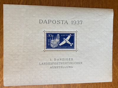 SAKSA DANZIG 1937 DANZIGIN POSTIMERKKINÄYTTELY BL2**