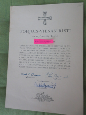 Pohjois-Vienan Ristin Myöntökirja