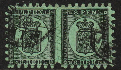 1866 8pennin isohampainen merkkipari leimattuna
