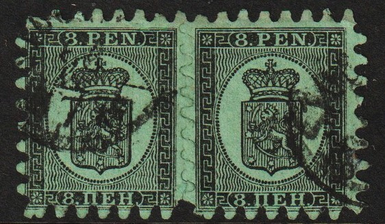 1866 8pennin isohampainen merkkipari leimattuna