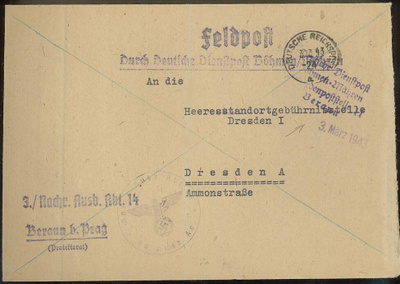 Saksa 1943 Böhmen-Mähren kp-kirje