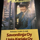 Aikataulut savonlinja oy linja-Karjala Oy 84-85 - pikkukuva 1